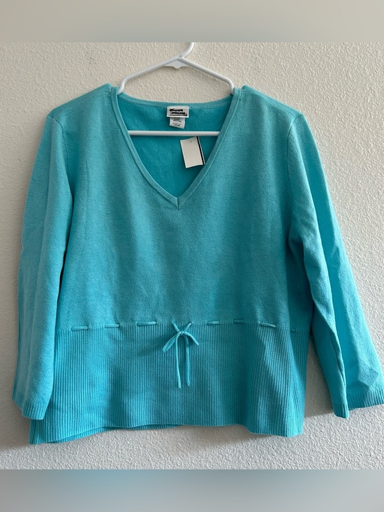 Giorgio Fiorlini Sweaters - Giorgio Fiorlini Collection Turquoise V-Neck Sweater with Waist Tie